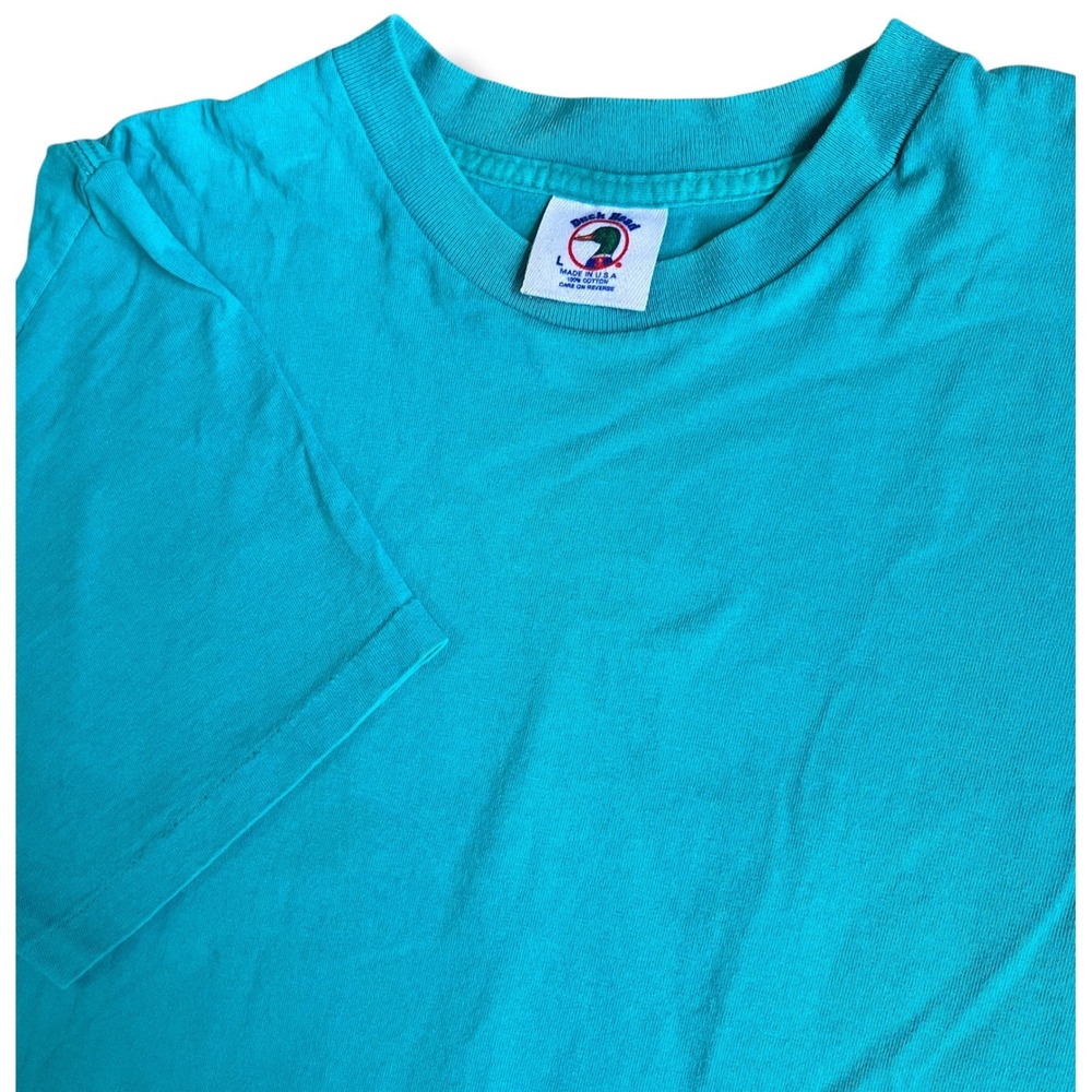 Vintage Duck Head T Shirt Mens Large Teal Blue Single Stitch Made in USA 90s Tee